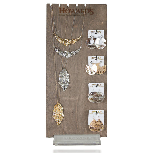 24 Piece Crumpled Pendant Necklace & Earring Unit with Display