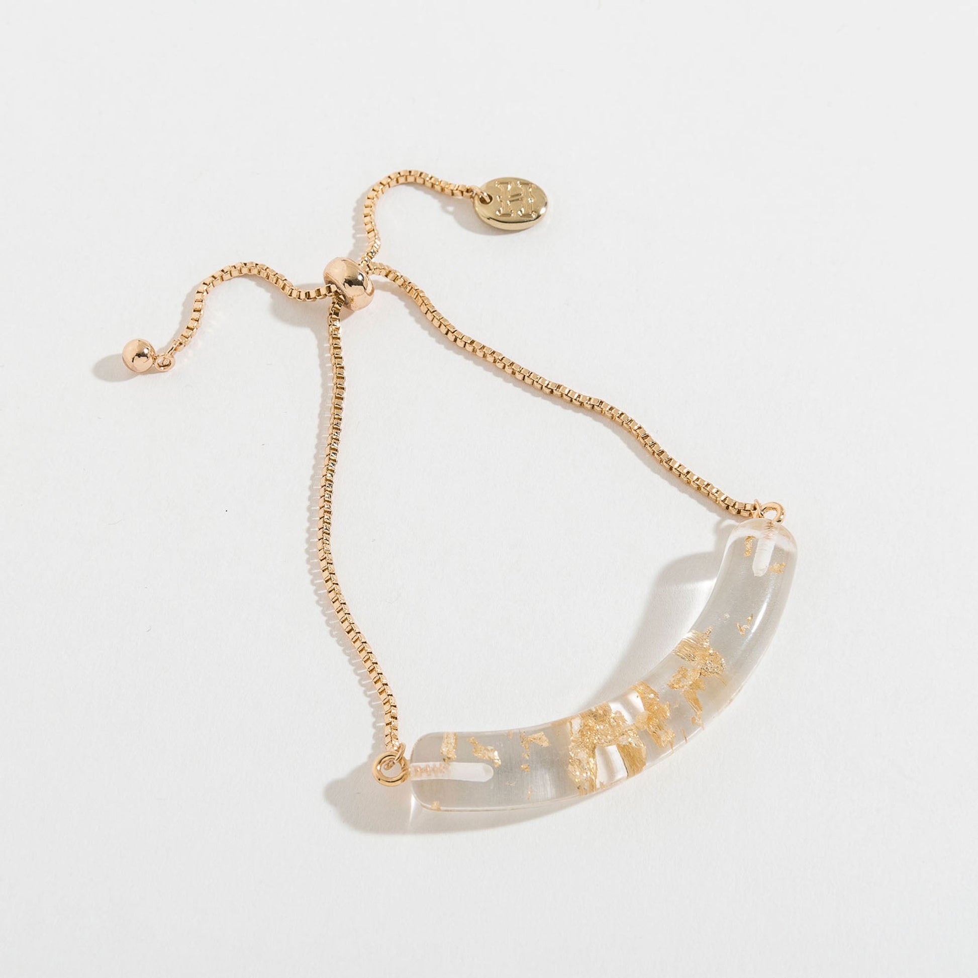 Gold Foil Leaf Resin Adjustable Bracelet