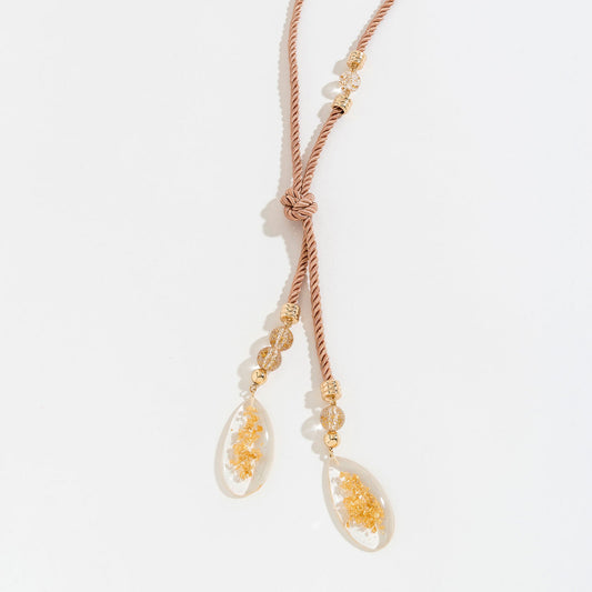 Gold Foil And Resin Magnetic Y-Neck Necklace