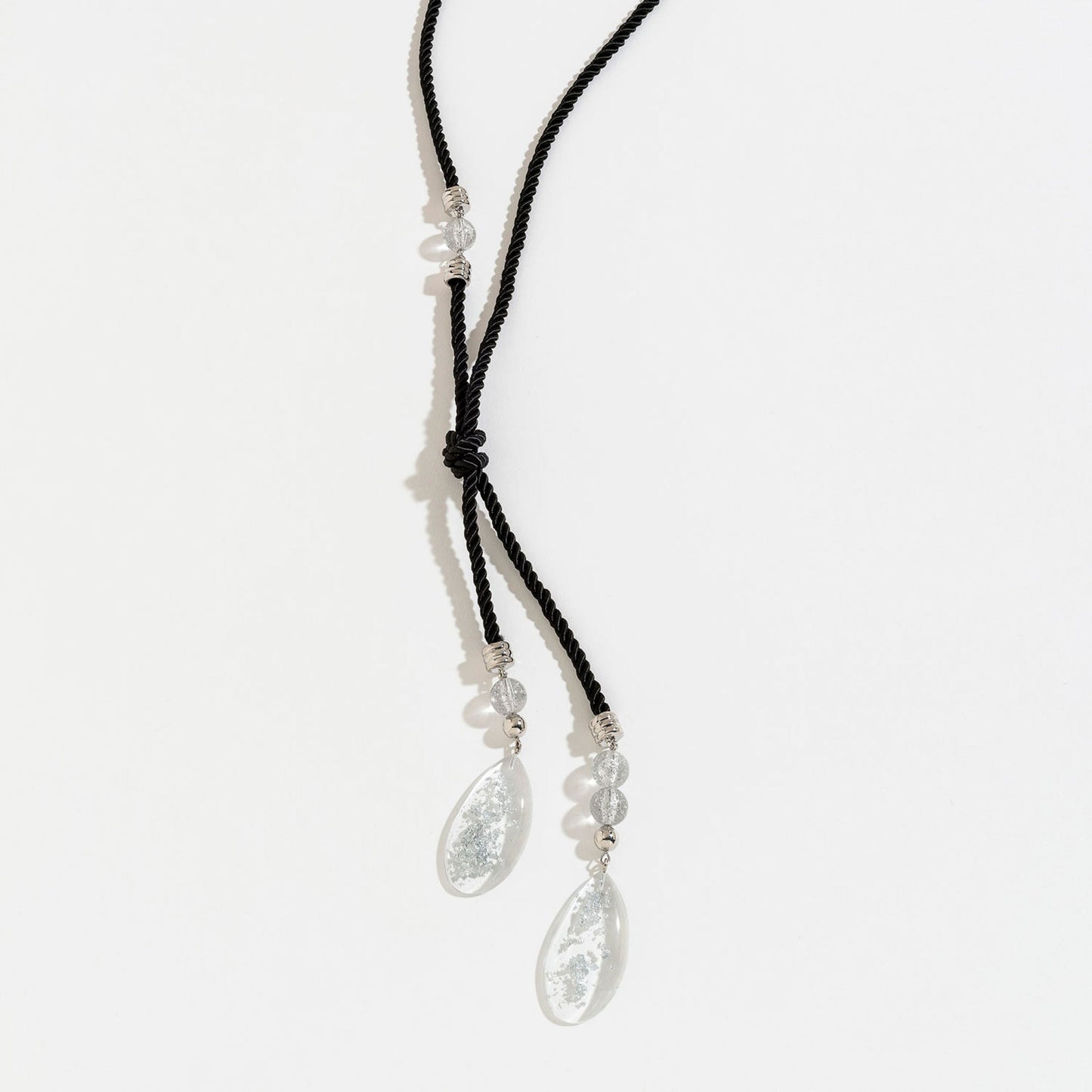 Silver Foil And Resin Magnetic Y-Neck Necklace