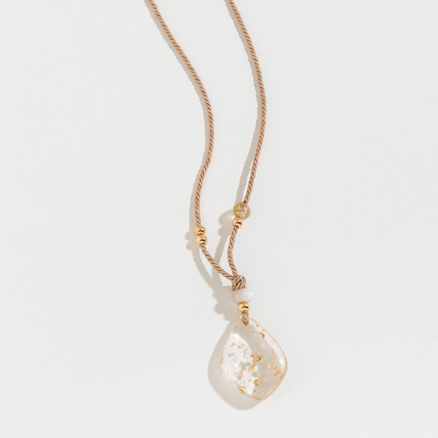 Gold Foil And Resin Pendant Adjustable Necklace