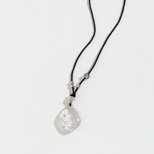 Silver Foil And Resin Pendant Adjustable Necklace