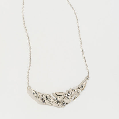 Silver Crumpled Metal Collar Necklace