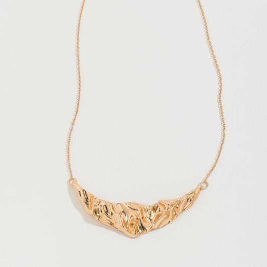 Gold Crumpled Metal Collar Necklace