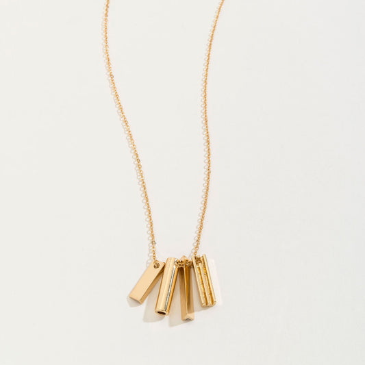 Love Hidden Letters Gold Pillar Bars Necklace