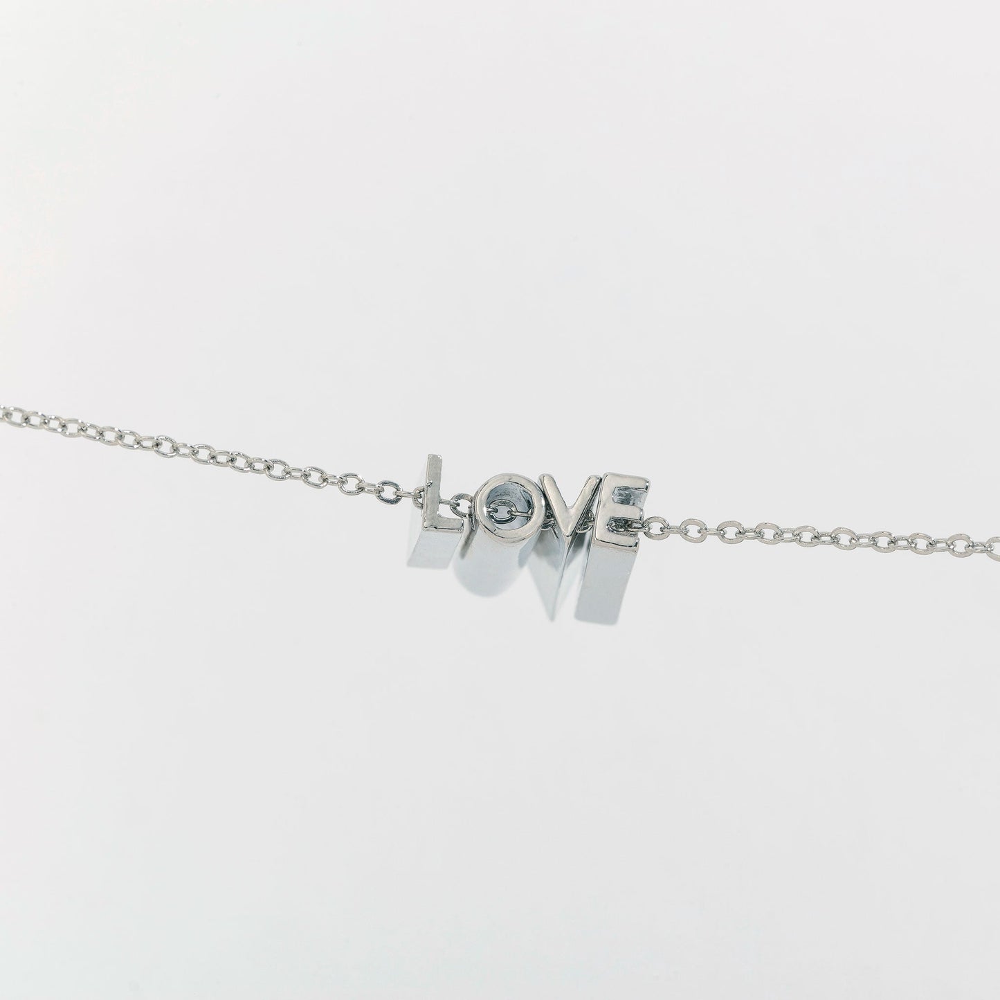 Love Hidden Letters Silver Pillar Bars Necklace