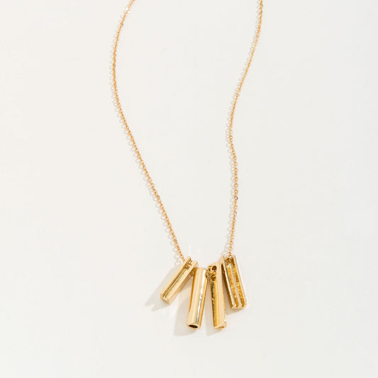 Hope Hidden Letters Gold Pillar Bars Necklace