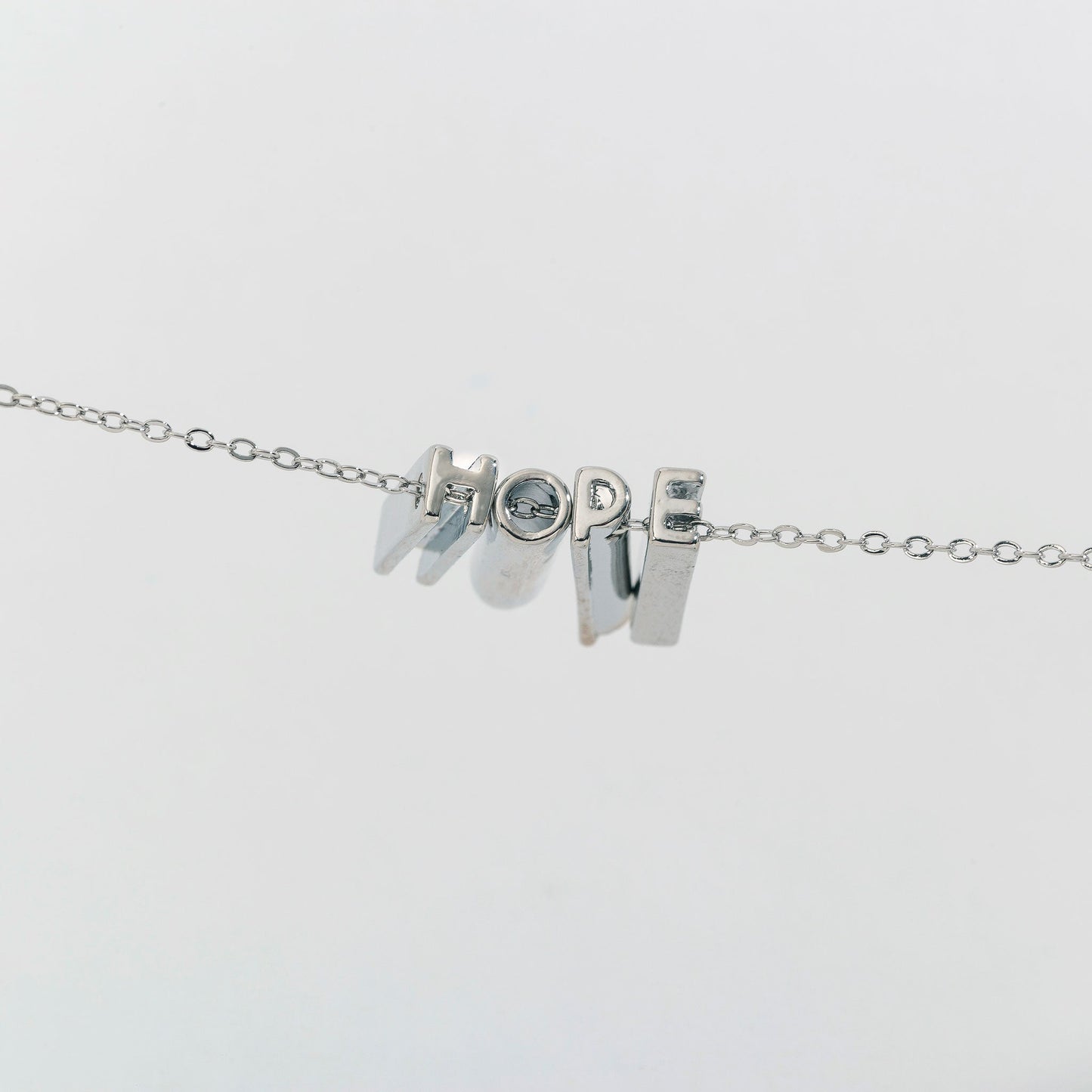 Hope Hidden Letters Silver Pillar Bars Necklace