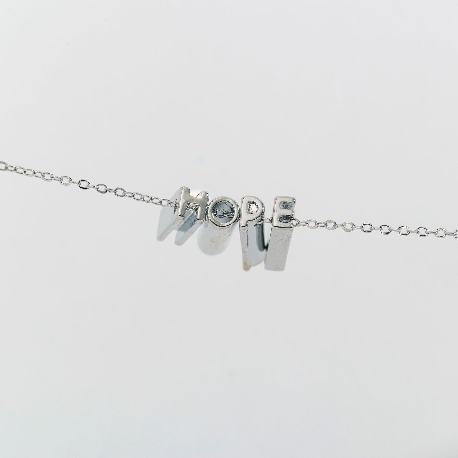 Hope Hidden Letters Silver Pillar Bars Necklace