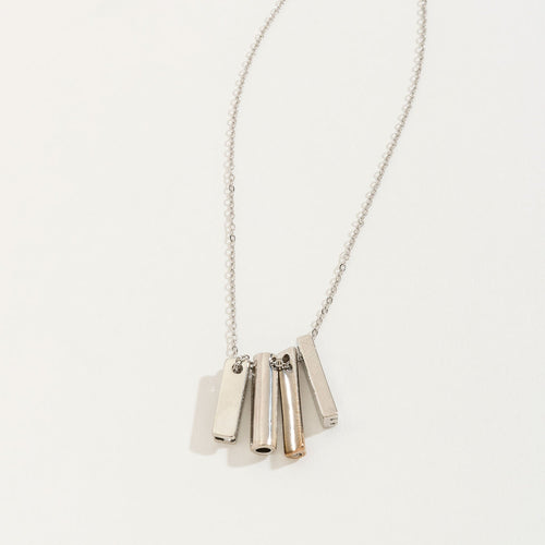 Hope Hidden Letters Silver Pillar Bars Necklace