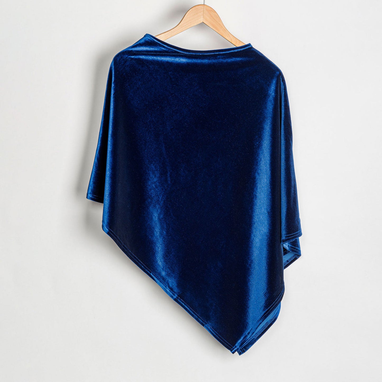 Royal Blue Velvet Poncho - Os