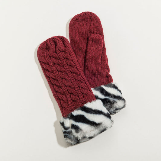 Ruby Animal Print Faux Fur Cuff Mittens