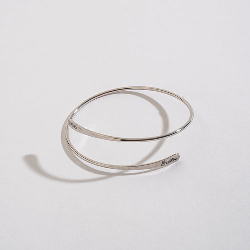 Breathe Engraved Silver Adjustable Bangle Bracelet