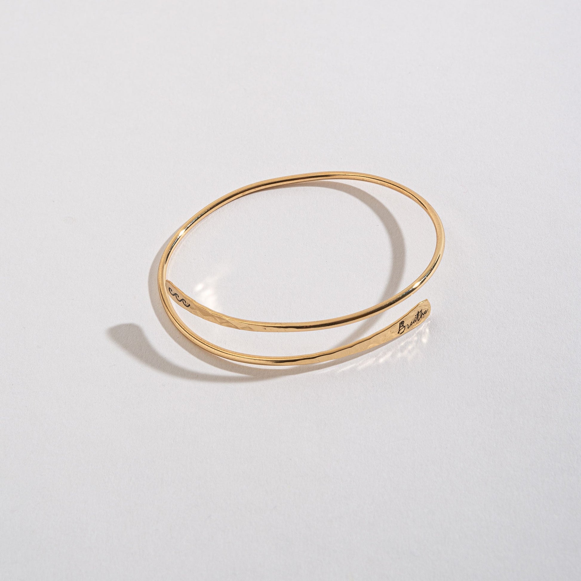 Brathe Engraved Gold Adjustable Bangle Bracelet