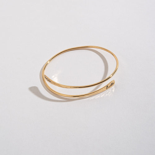 Breathe Engraved Gold Adjustable Bangle Bracelet