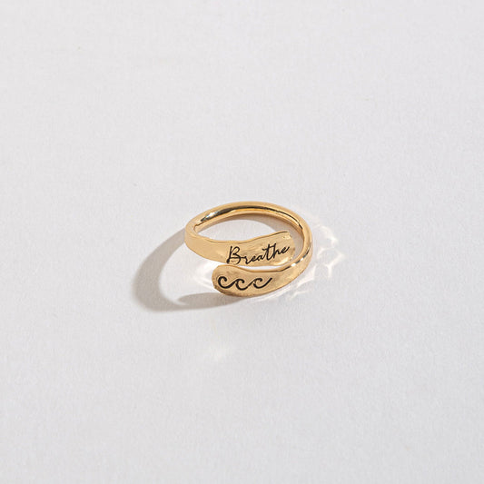 Brathe Engraved Gold Adjustable Ring