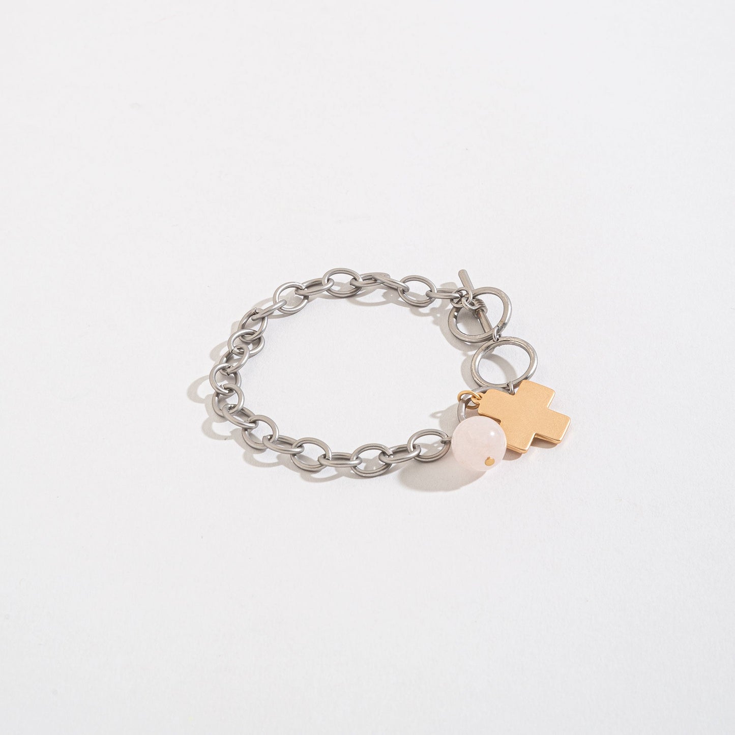 Candace Cross And Bead Pink Toggle Bracelet