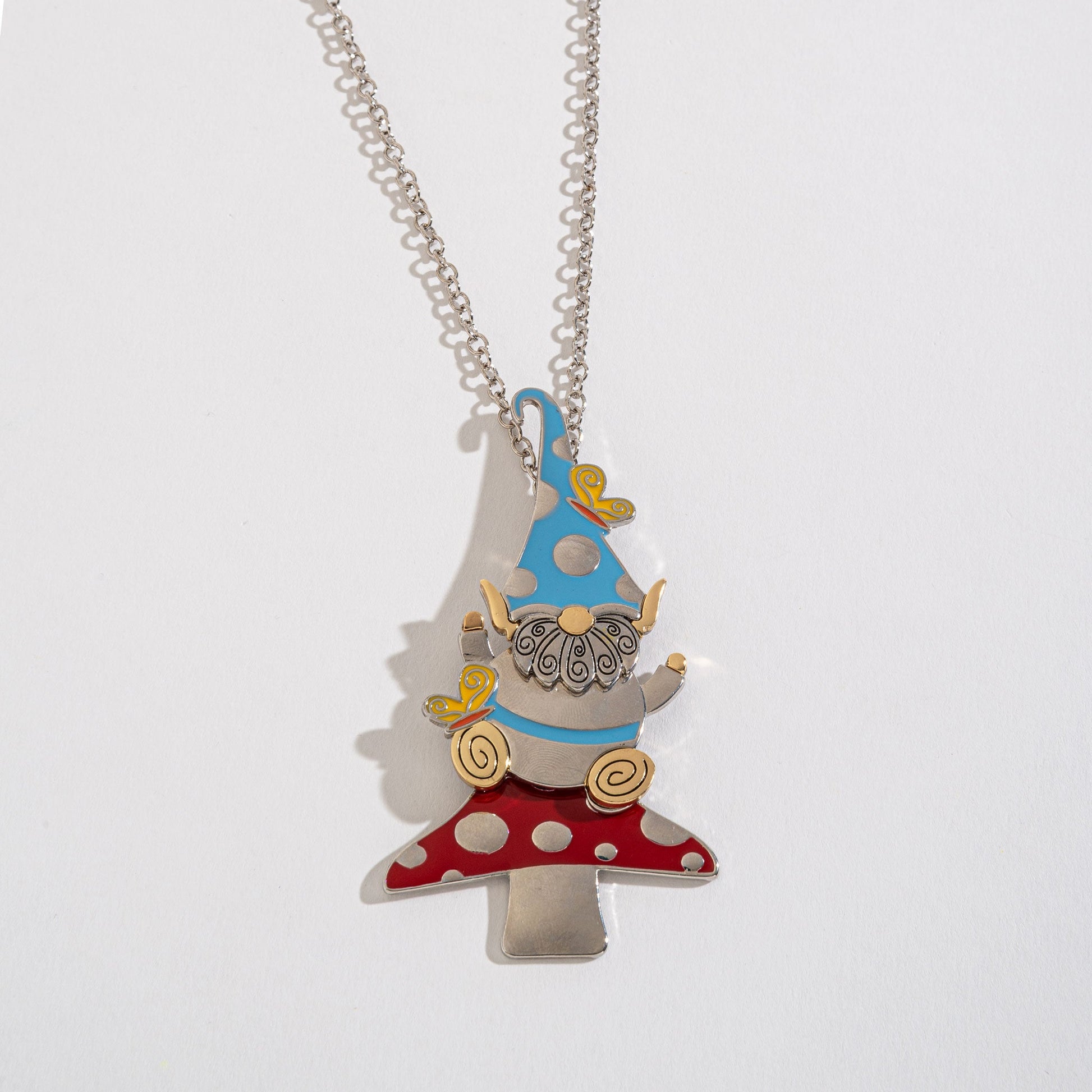 Mushroom Gnome Pendant Necklace