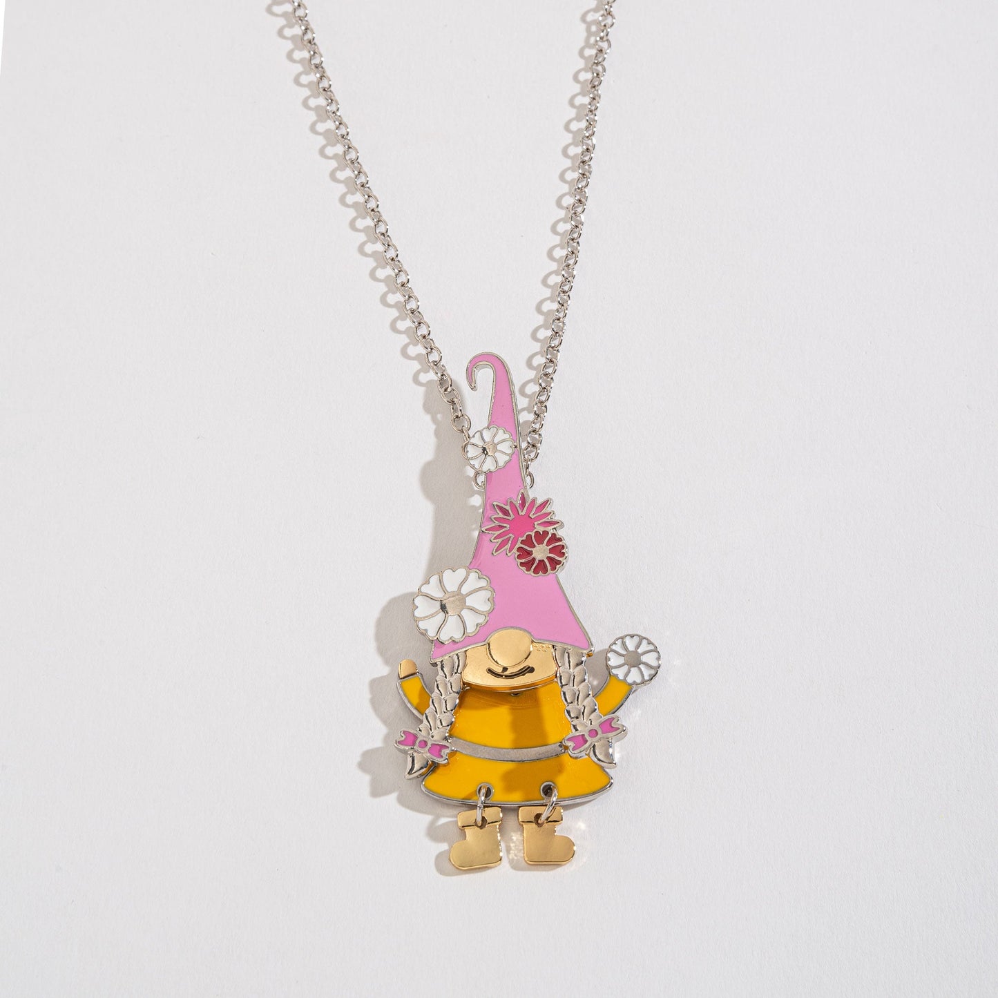 Flower Gnome Pendant Necklace