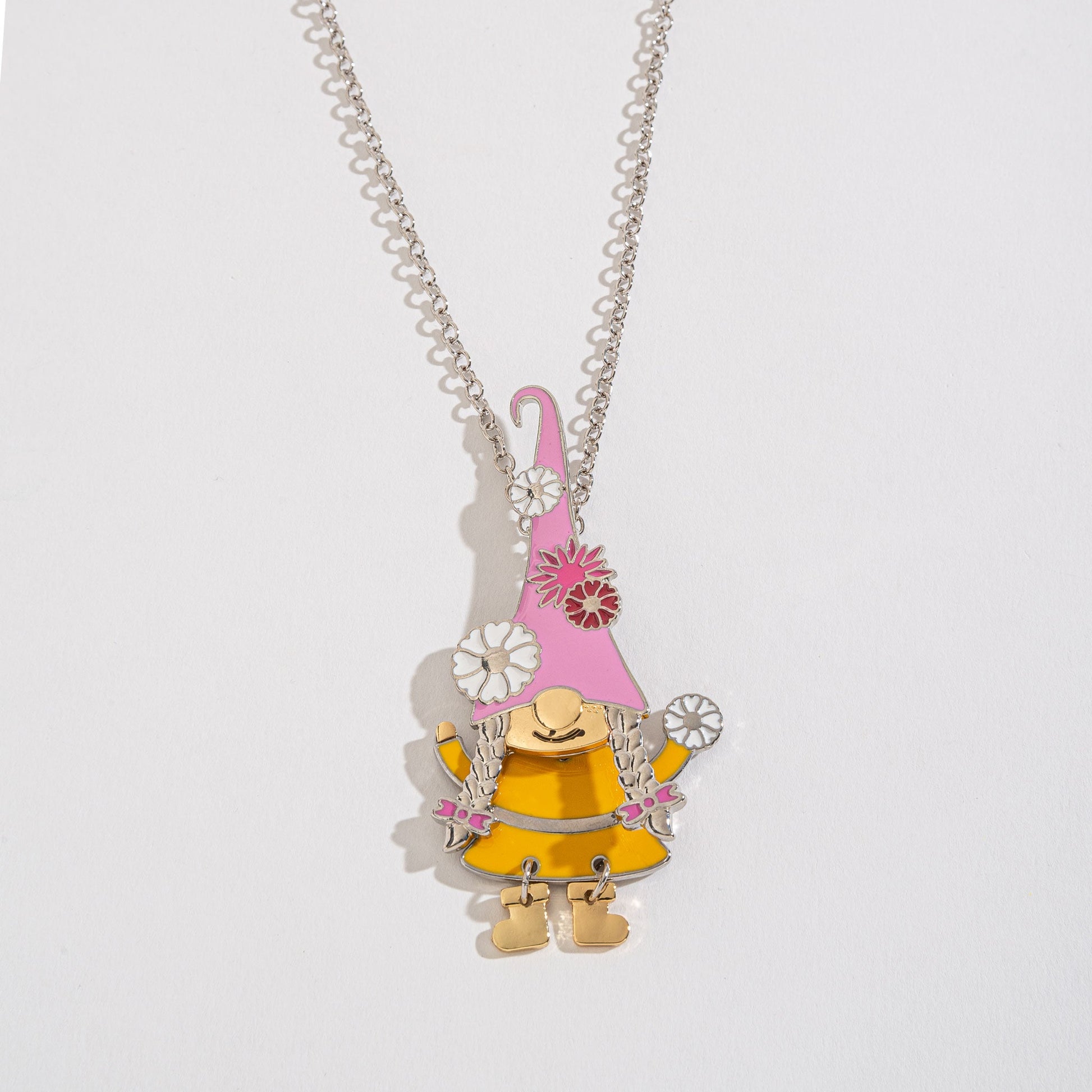 Flower Gnome Pendant Necklace