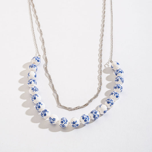 Celeste Flower Bead Layered Necklace