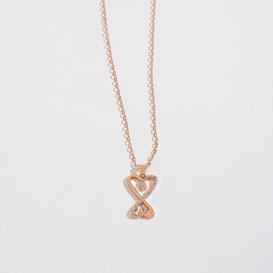 Stacked Heart Rose Gold Pendant Necklace