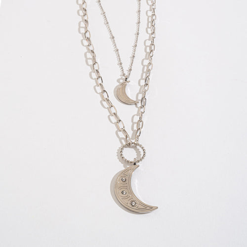 Luna Layered Moon Pendant Necklace