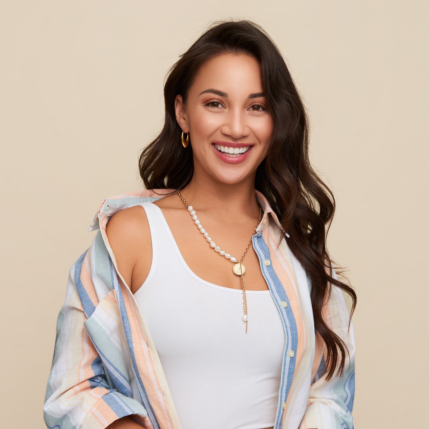 Mya Pearl & Coin Charm Y-Necklace