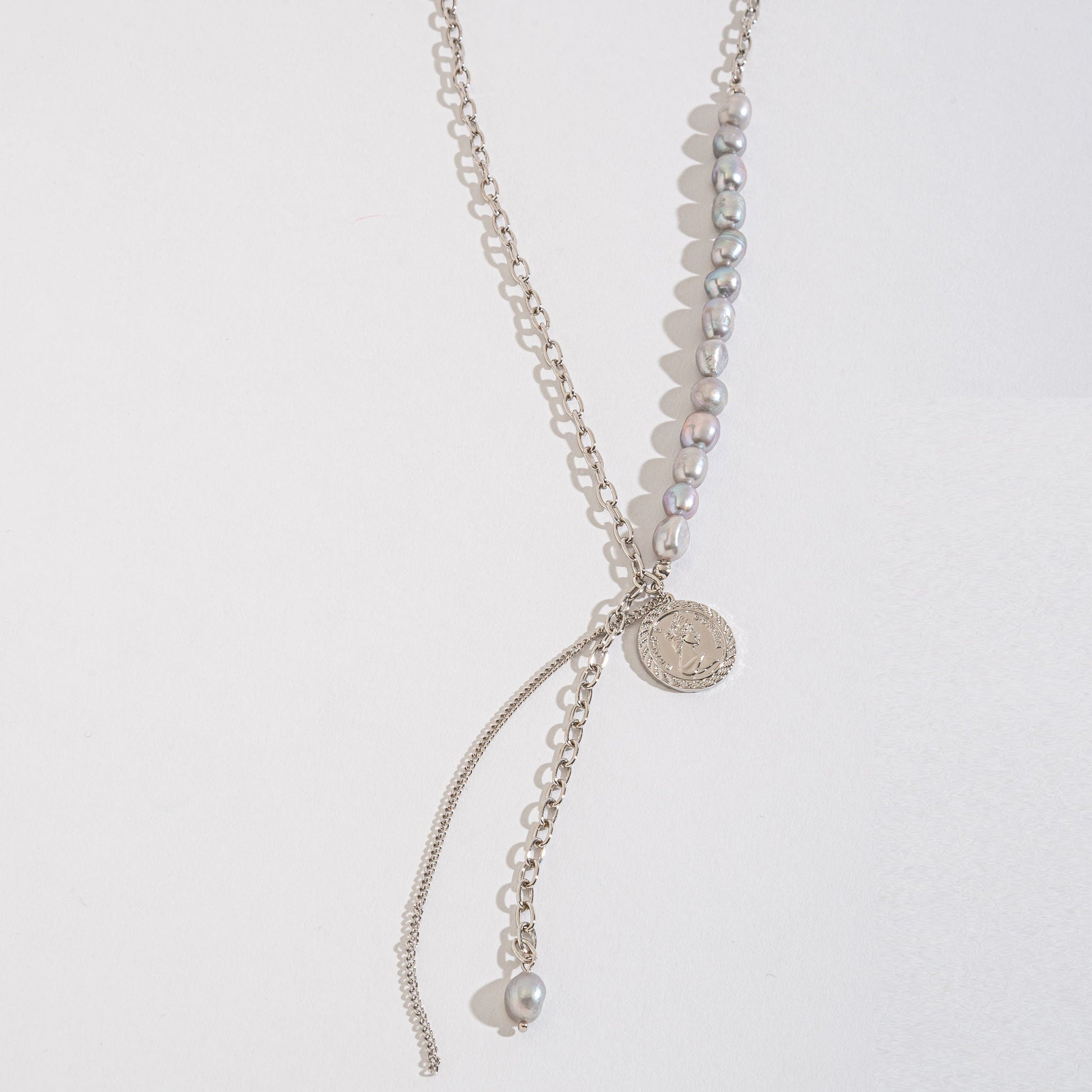 Mya Pearl & Coin Charm Y-Necklace