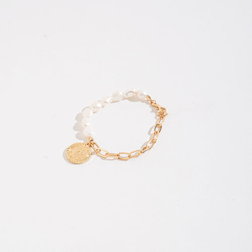 Mya Pearl & Coin Charm Bracelet