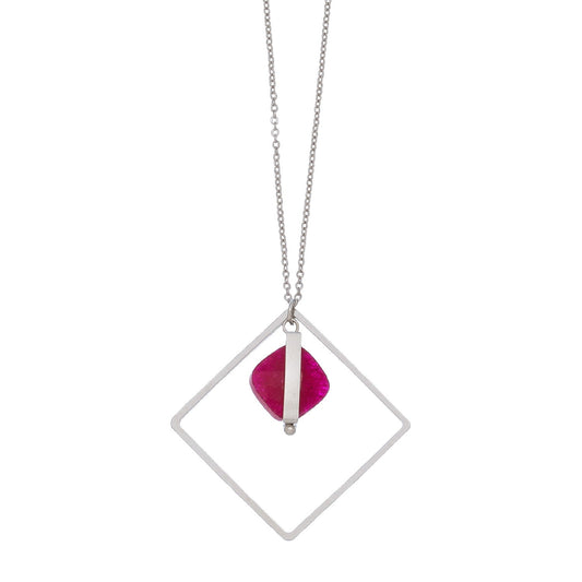 Gen Stone Square Nk-Fuchsia