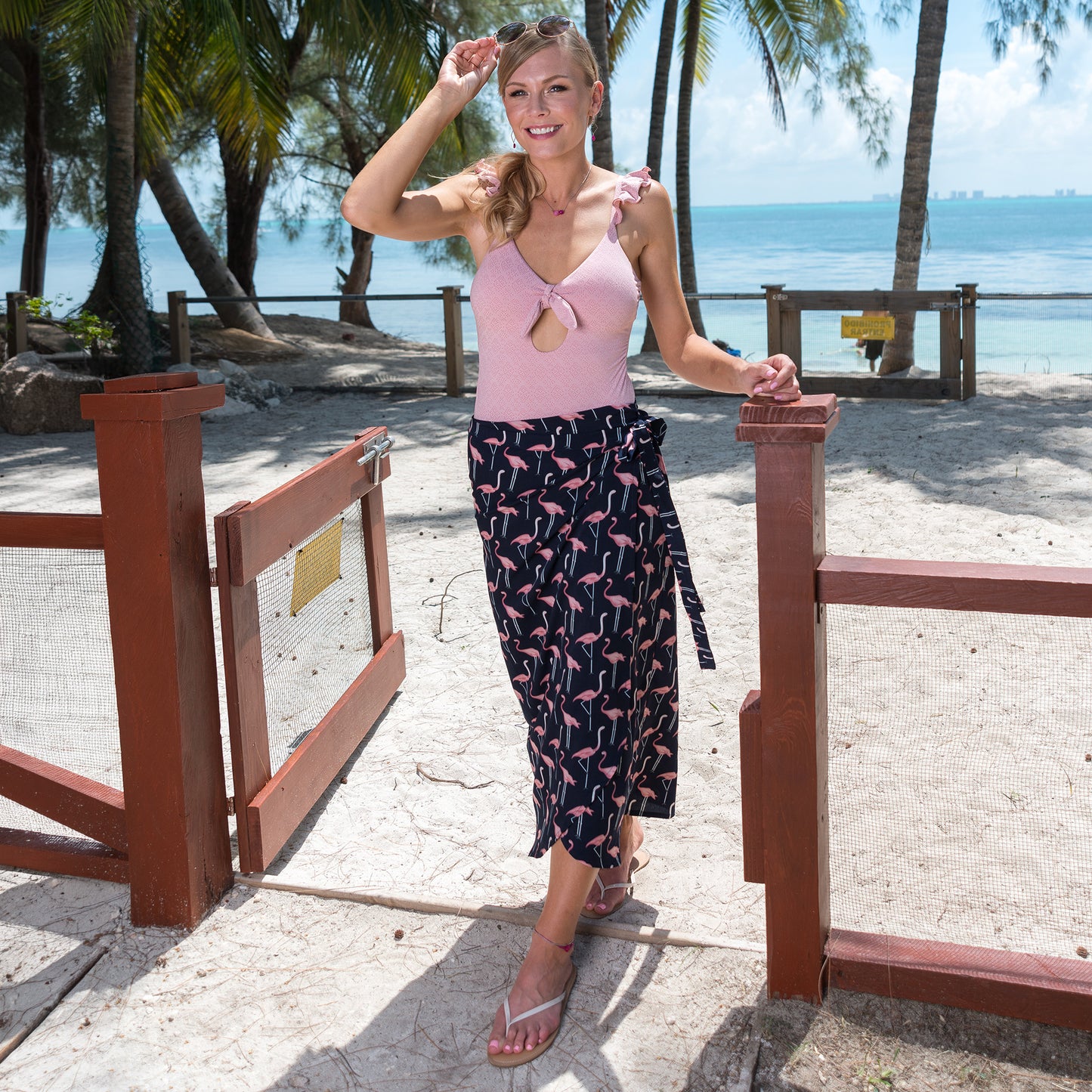 Long Wrap Skirt-Flamingo