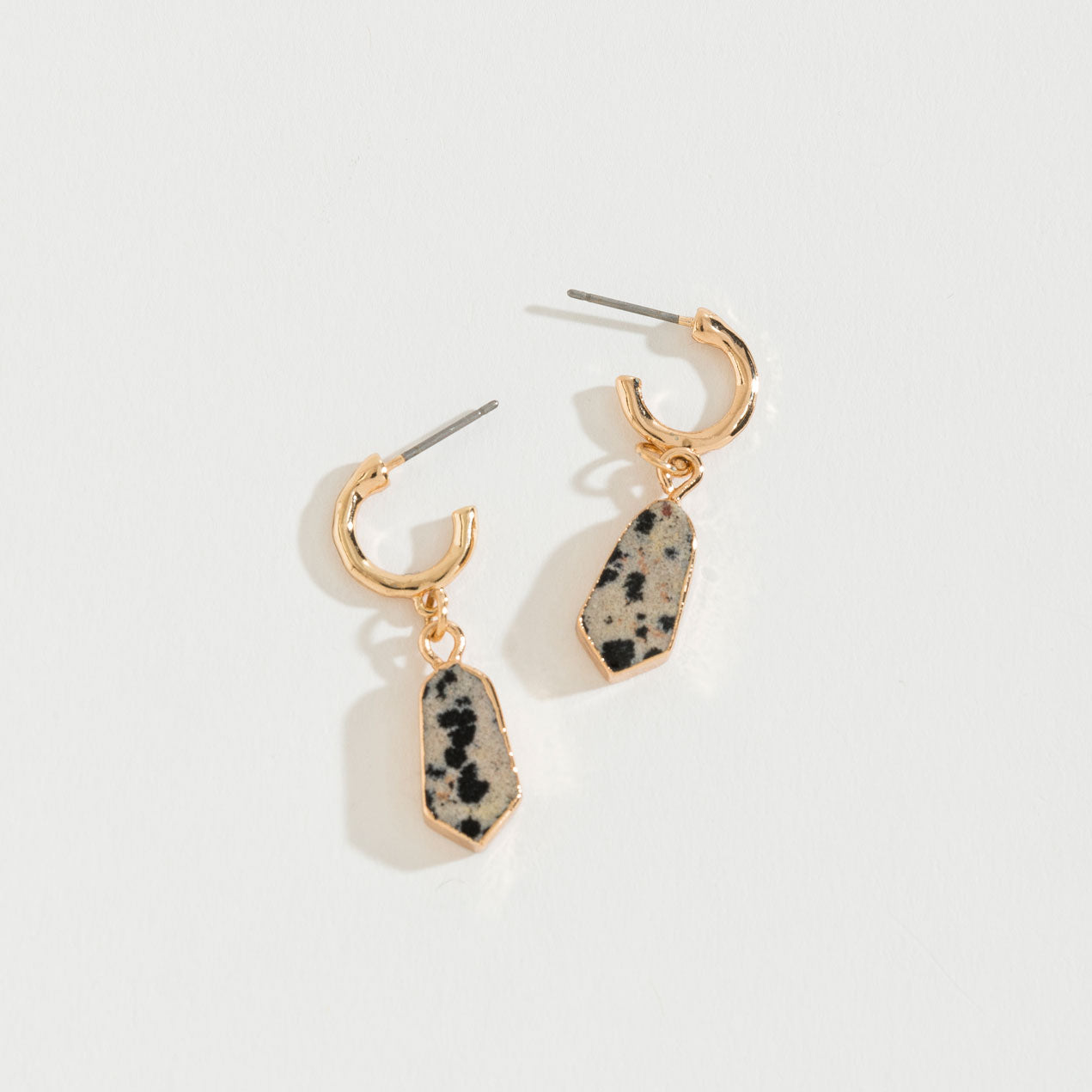 Dalmation Jasper Hoop Drop Earrings