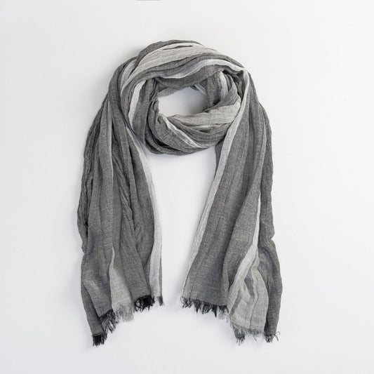 Black Tonal Gauze Stripe Lightweight Scarf