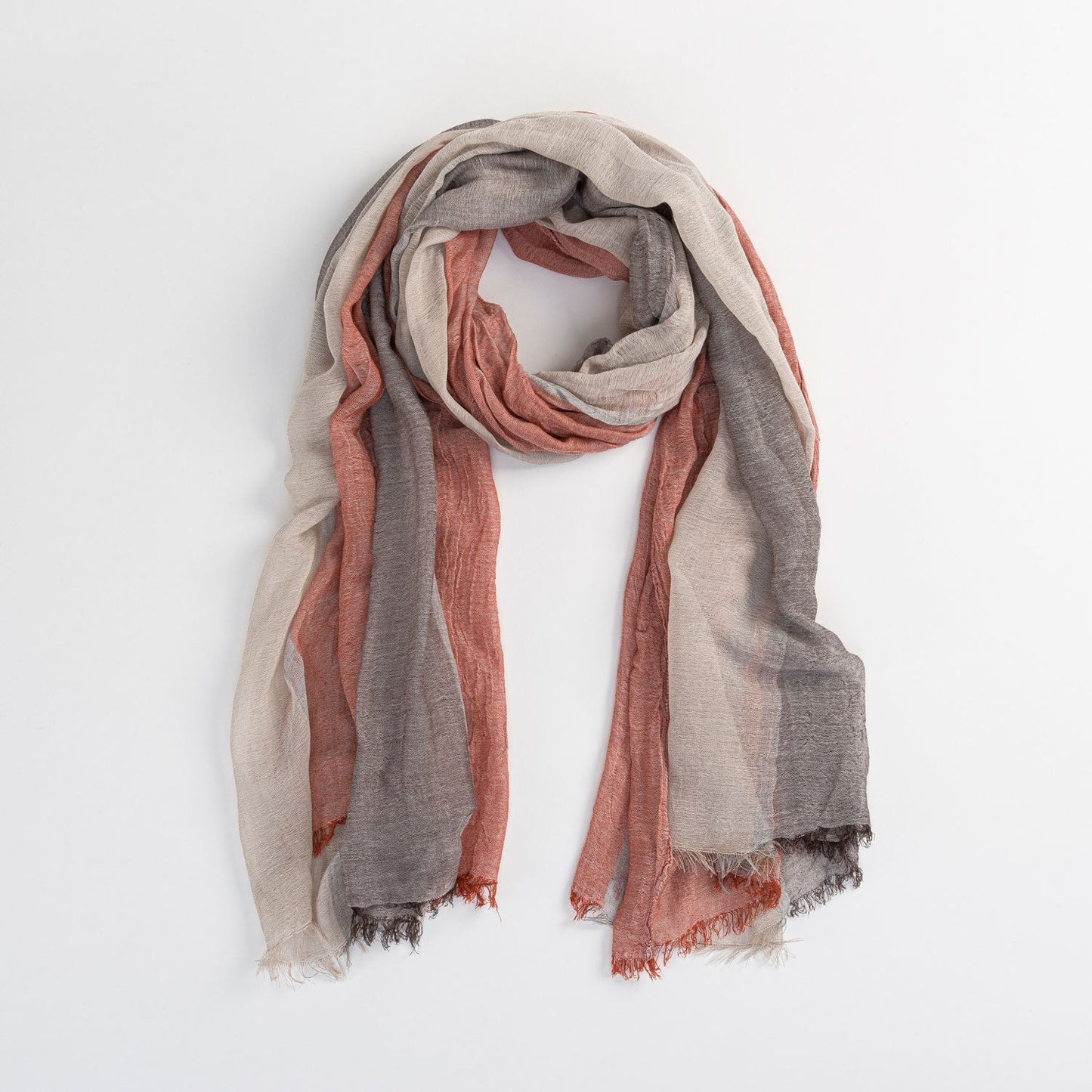 Orange Tonal Gauze Stripe Lightweight Scarf