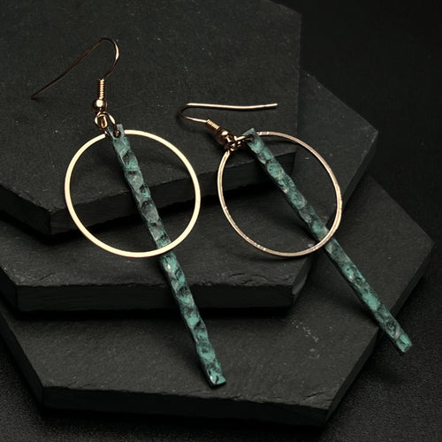 Ember Patina Circle Bar Earrings