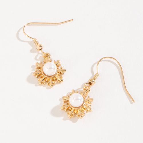 Merry Snowflake Pearl Earrings