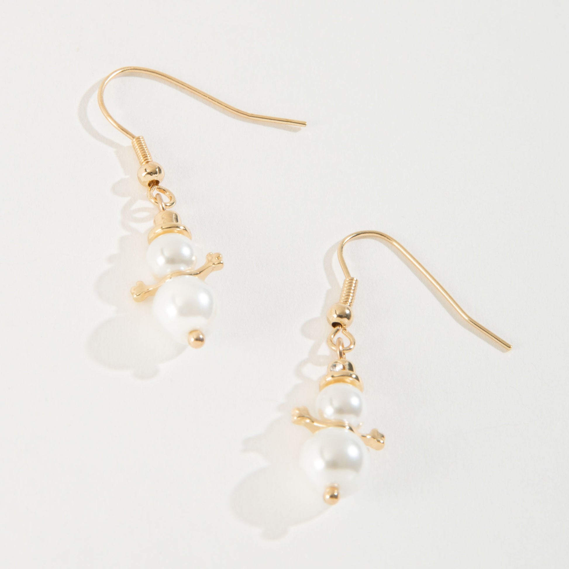 Merry Snowman Pearl Earrings