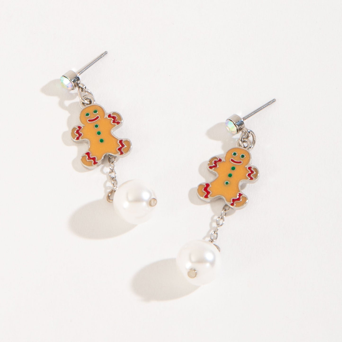 Joy Gingerbread Man Pearl Earrings