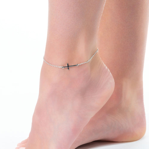 Elsie & Zoey Alexis Cross Charm Anklet