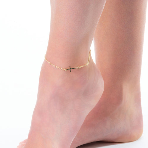 Elsie & Zoey Alexis Cross Charm Anklet