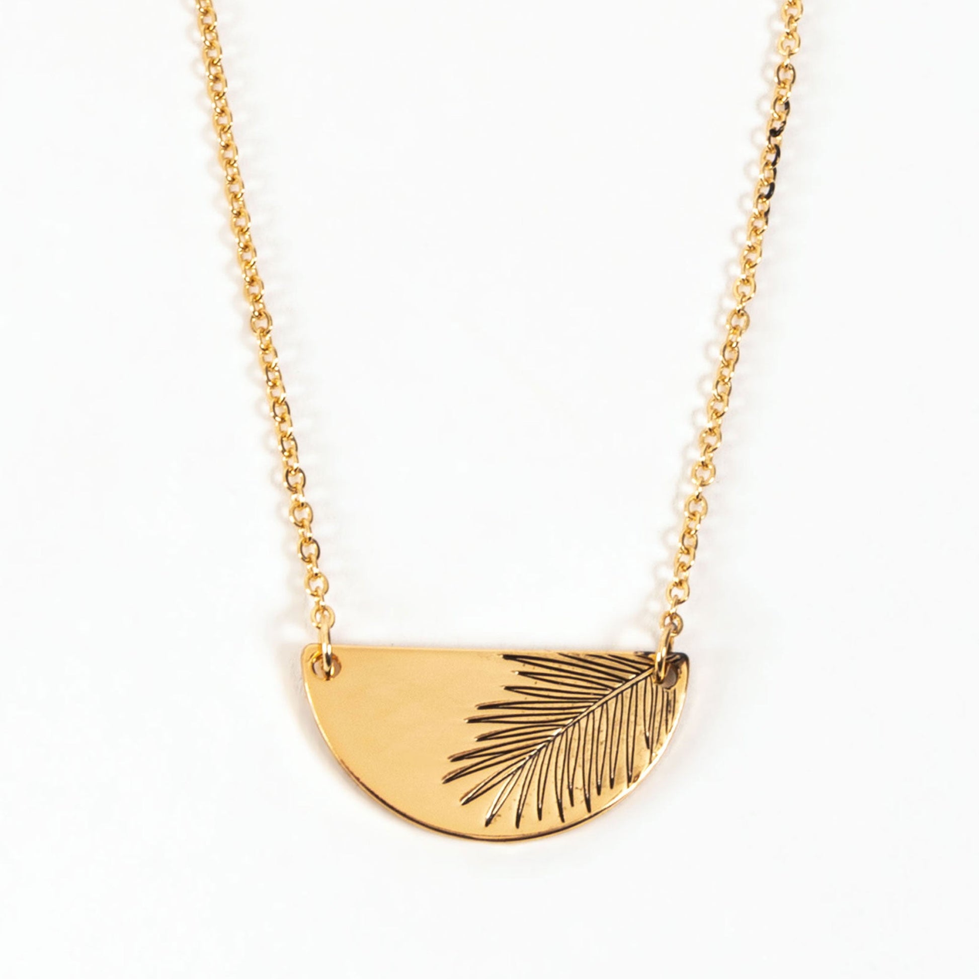 Elsie & Zoey Elani Engraved Palm Pendant Necklace