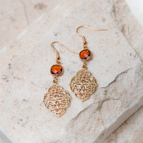 Esme Small Beaded Filigree Drop Earrings