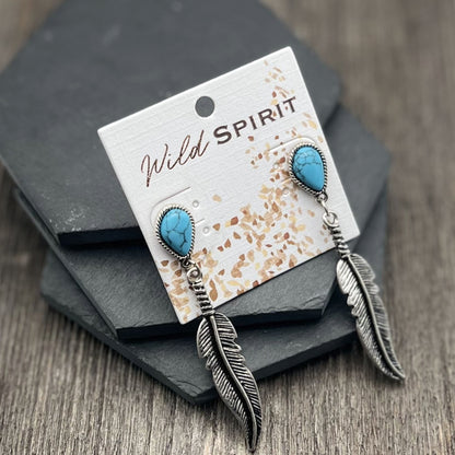 Wild Spirit Feather Drop Earrings