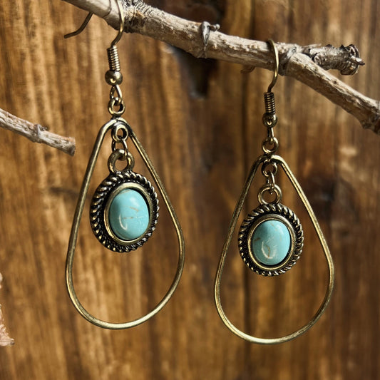 Wild Spirit Turquoise Pendant Drop Earrings