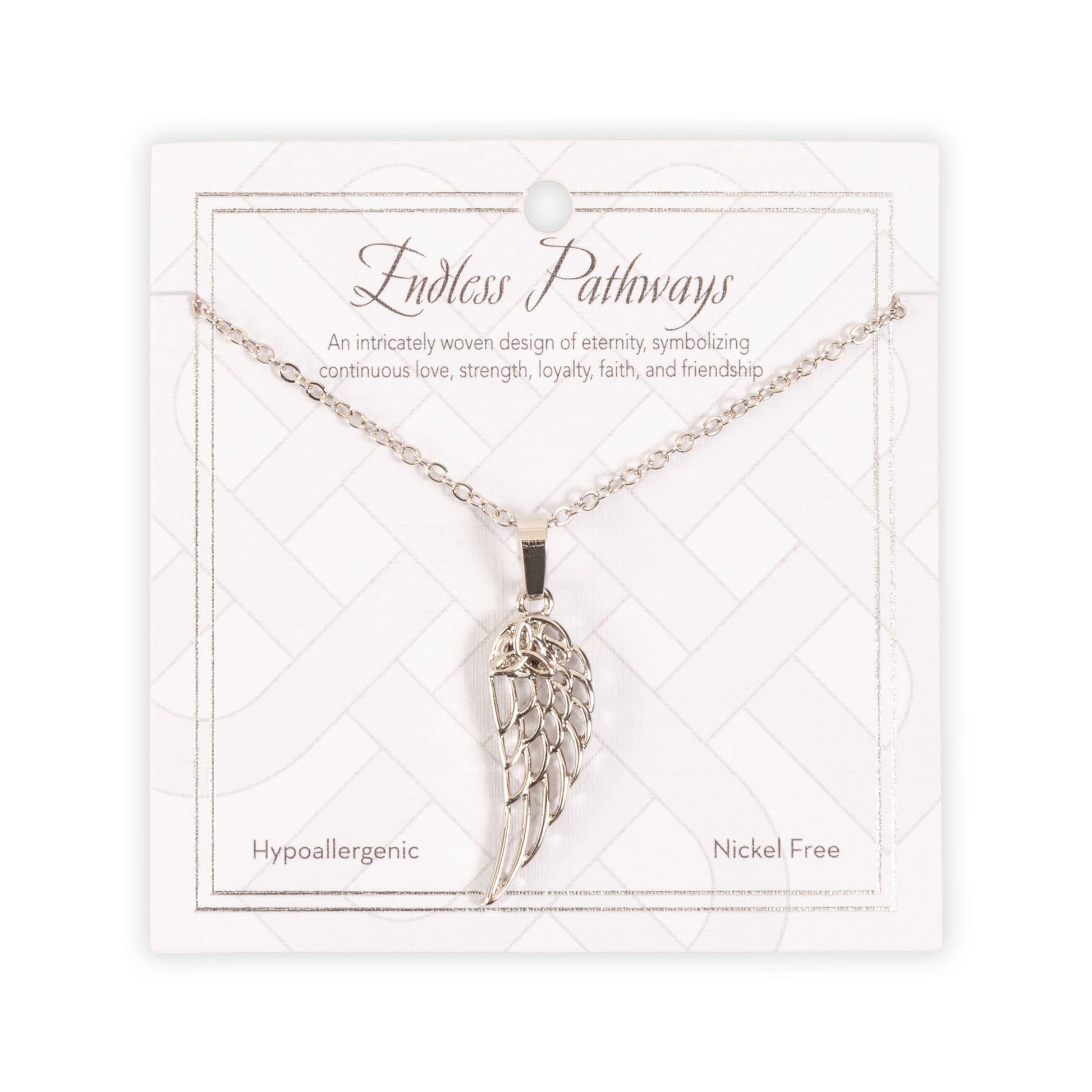 Endless Pathways Angel Feather Pendant Necklace