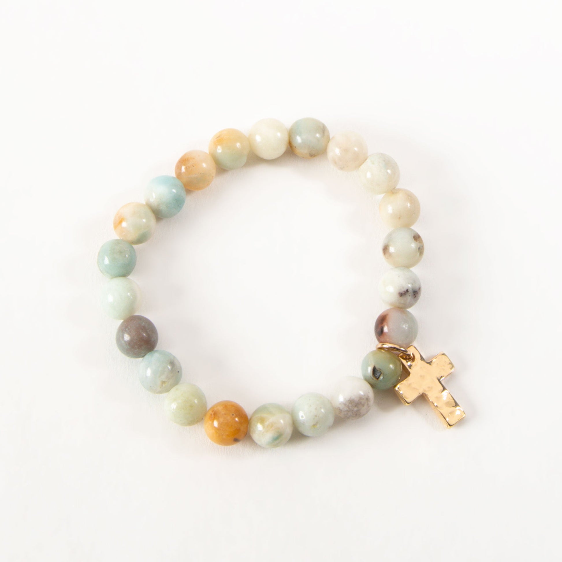 Staci Beaded Cross Charm Bracelet