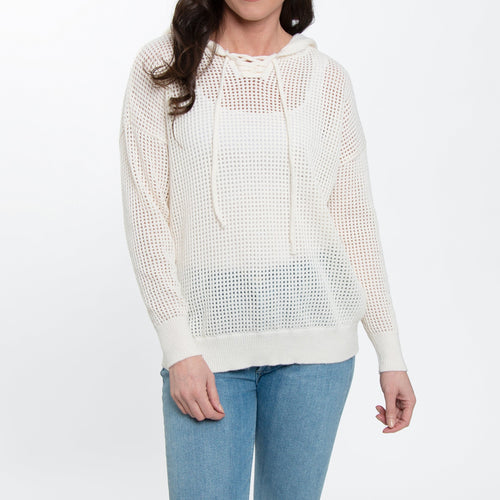 Talullah Crochet Hooded Pullover Sweater