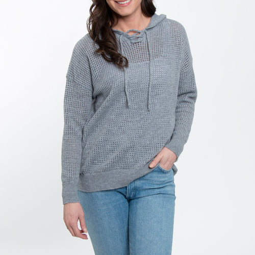 Talullah Crochet Hooded Pullover Sweater