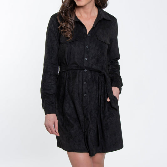 Elsie & Zoey  Women's Shiloh Stretch Suede Shirt Dress